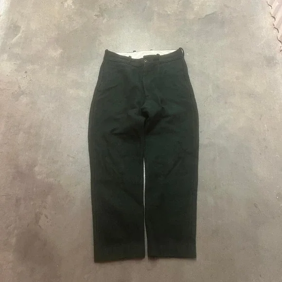 80s 90s Kittery‎ trading post men green 100% wool pleated trouser pants heavy 32
